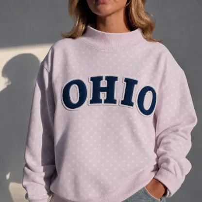 Custom Polka Dot Mockneck Appliqué Embroidery Oversized