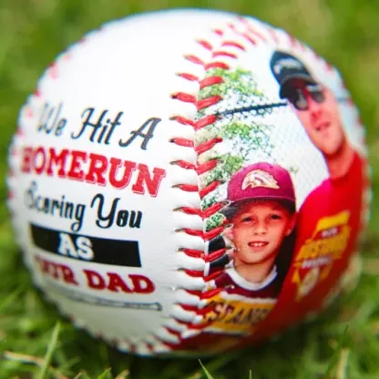 Custom Engraved Baseball With Photo And Text, Fathers Day Baseball Gift