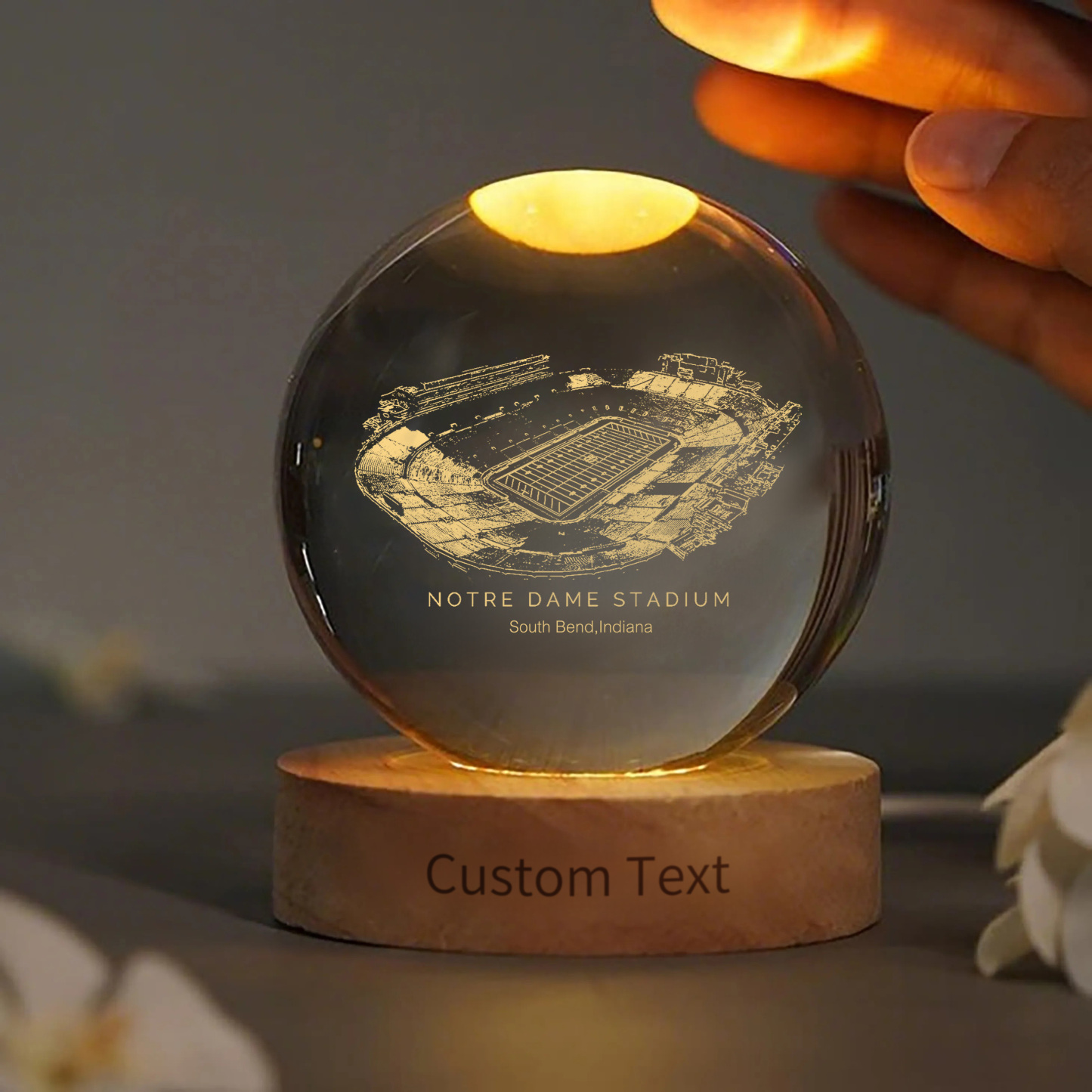Notre Dame Stadium 3D Spherical Crystal Ball Lamp