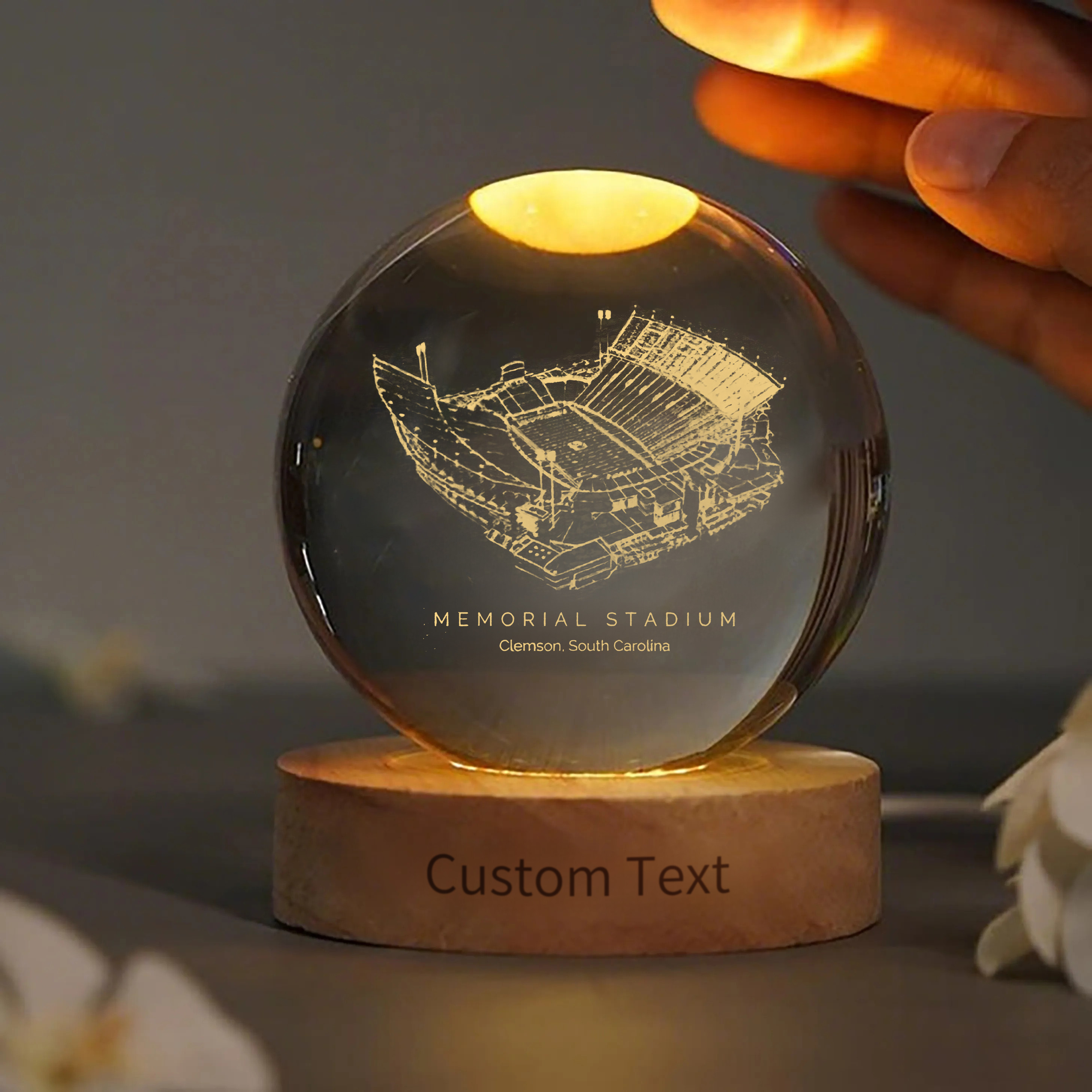 Memorial Stadium (Clemson) 3D Spherical Crystal Ball Lamp