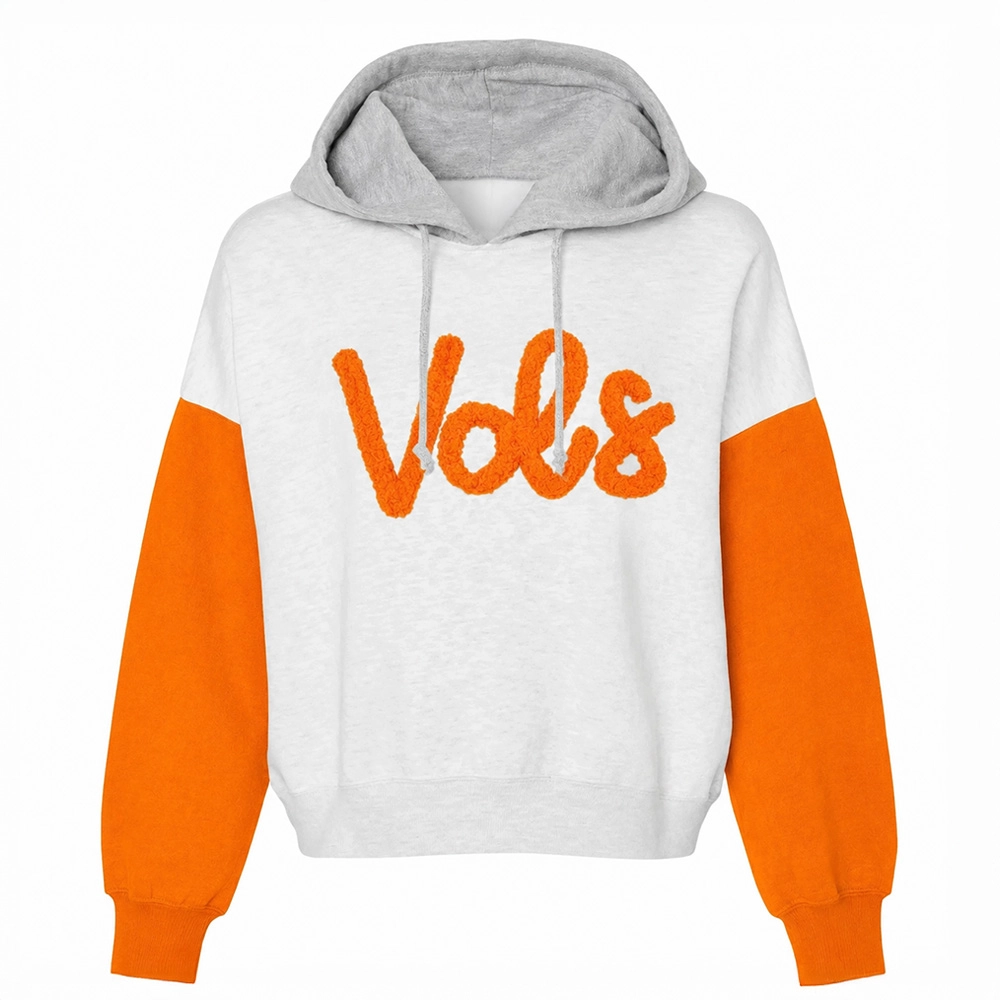 Custom Two Tone Color Block Chenille Letter Embroidered Hoodie - Personalized Gifts for Sports Lovers