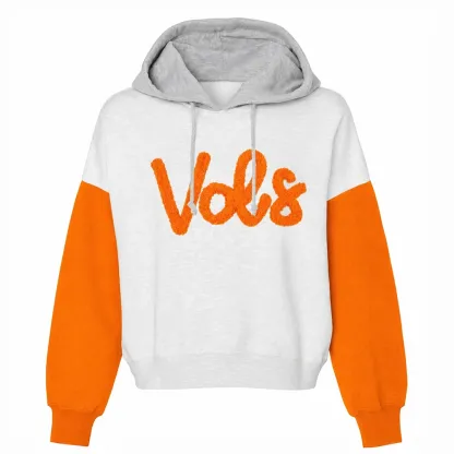 Custom Two Tone Color Block Chenille Letter Embroidered Hoodie - Personalized Gifts for Sports Lovers