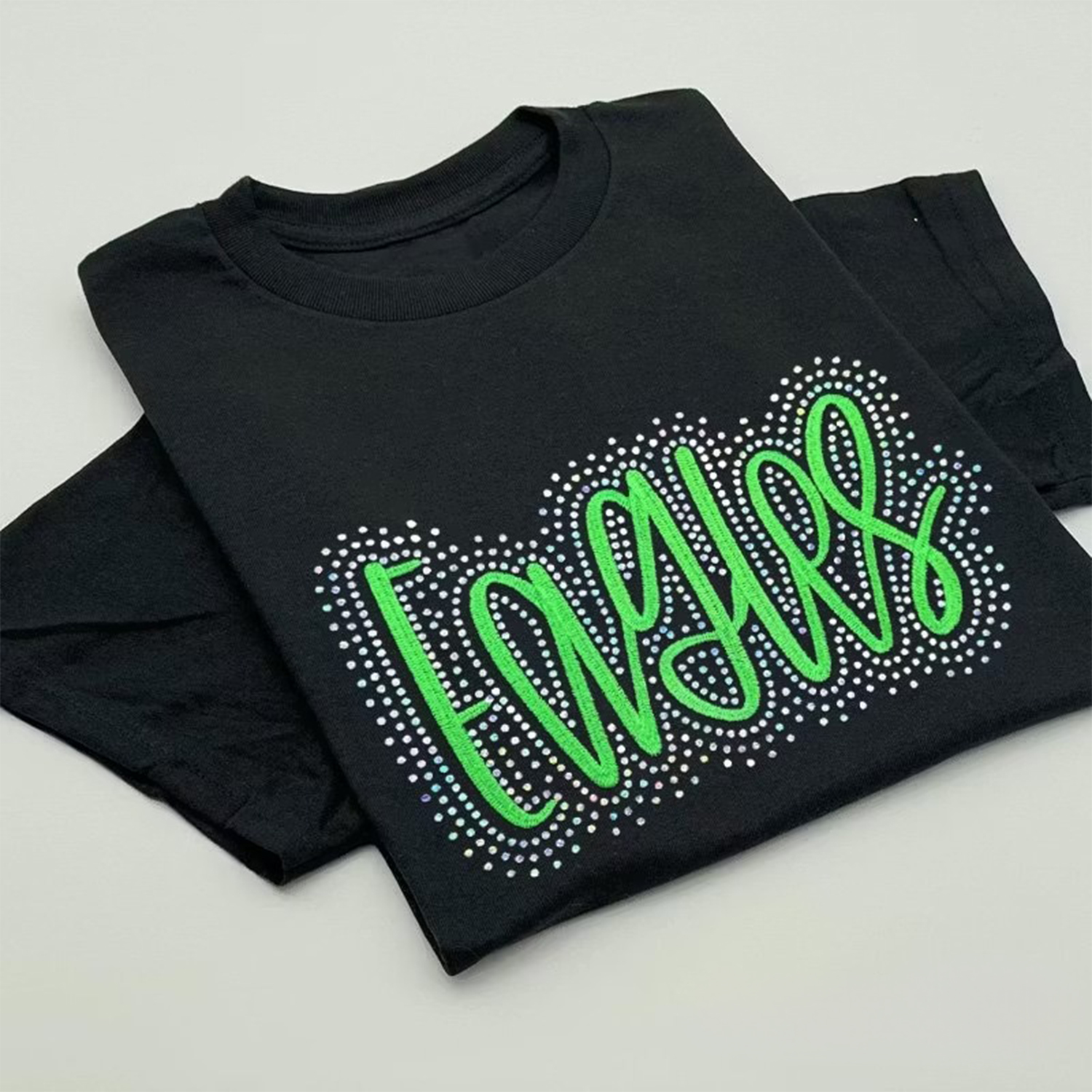 Custom Embroidered Bling Crewneck, School Spirit Sweatshirt Team Name Sweatshirt
