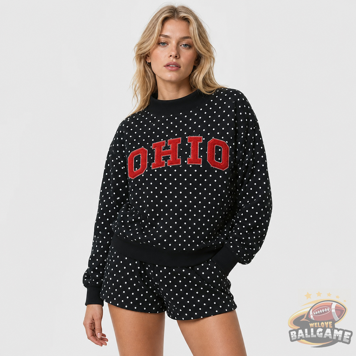 Custom College Team Polka Dot Embroidered Mockneck, Game Day Wear