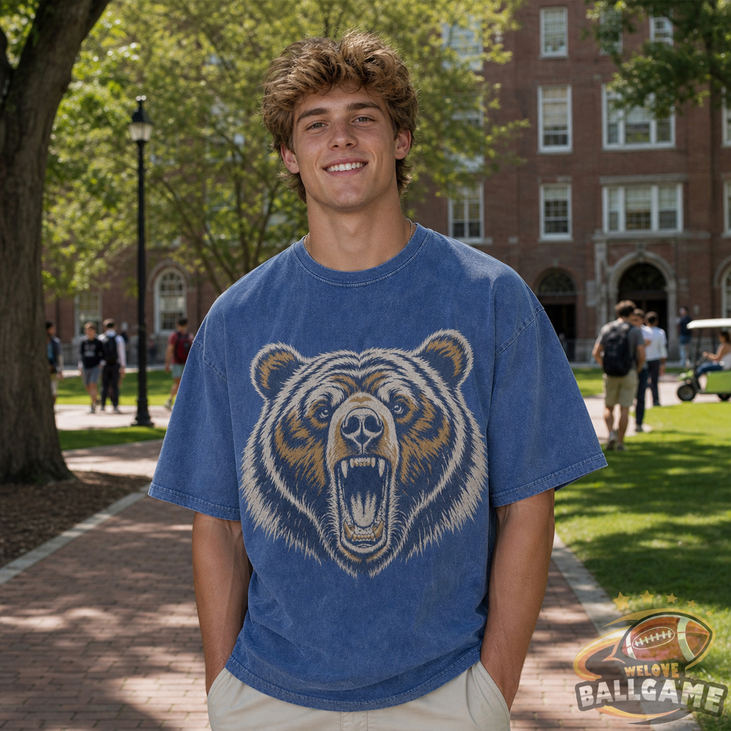 Custom Mascot Print Vintage Washed T-Shirt, Game Day School Spirit Shirt