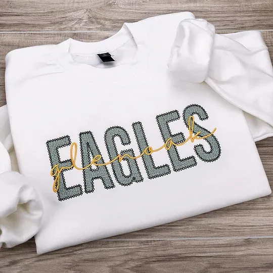 Custom School/Team Lace Letter Embroidered Sweatshirt-Gift For Sports Lover