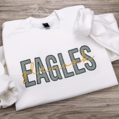 Custom School/Team Lace Letter Embroidered Sweatshirt-Gift For Sports Lover