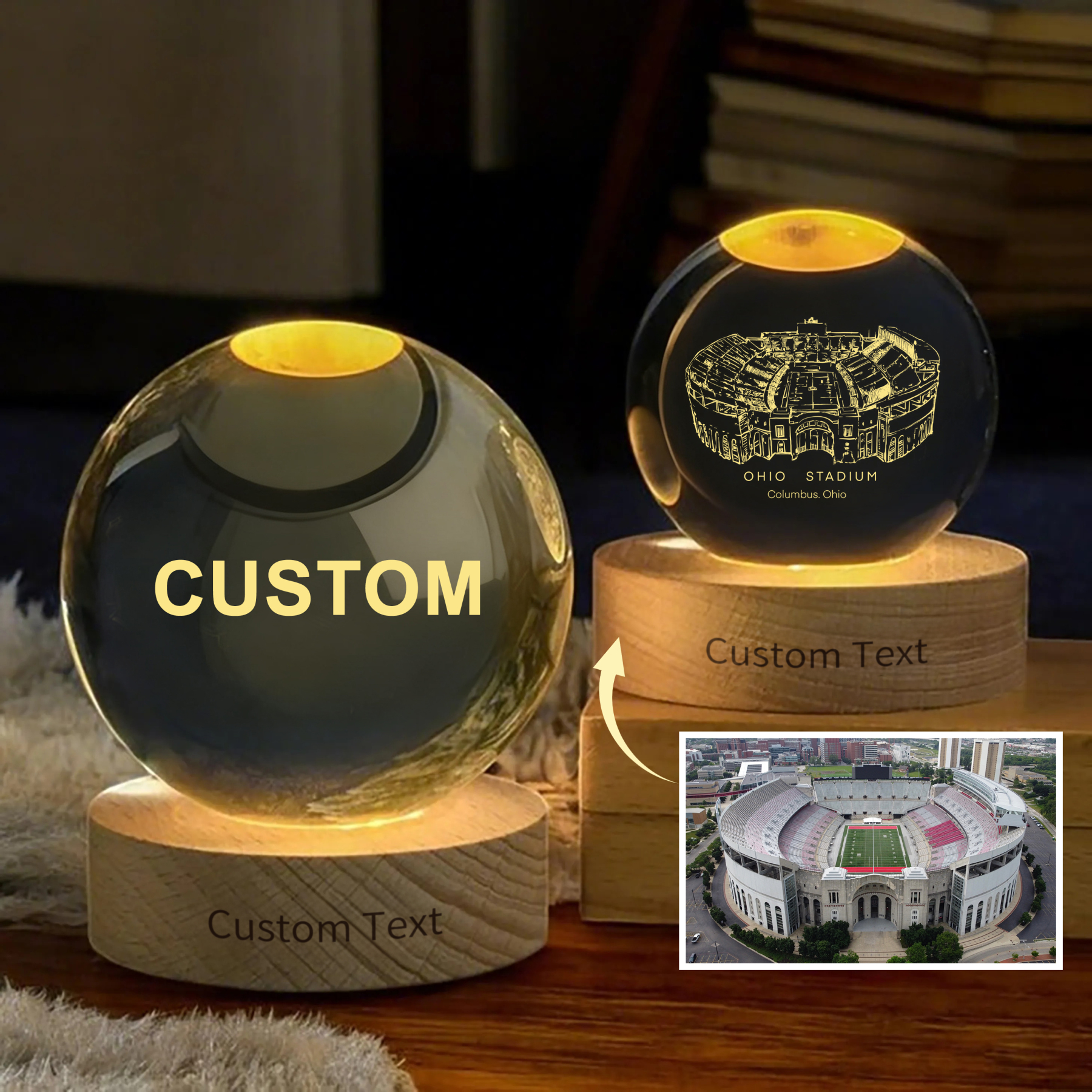 Custom Stadium 3D Spherical Crystal Ball Lamp