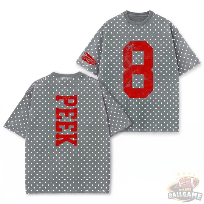 Custom Vintage Varsity Number and Custom Name on Back Polka Dot Washed T-Shirt Game Day School Spirit Shirt