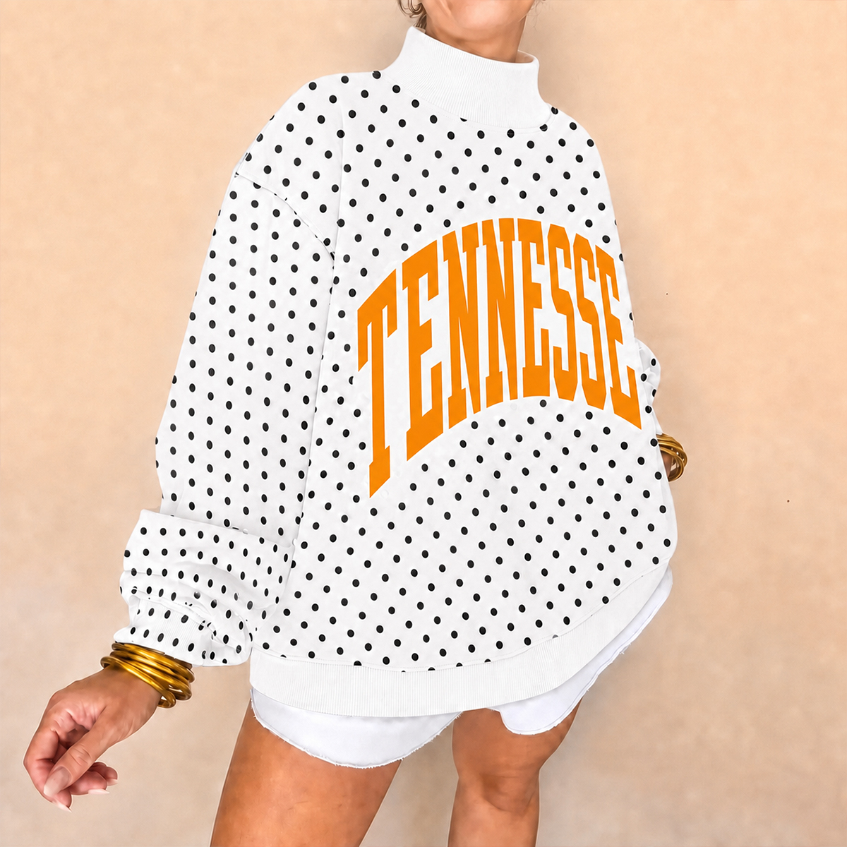 Custom College Print Team Name Stand-up Collar Polka Dot Sweatshirt | Sports Gifts | Game Day Wear