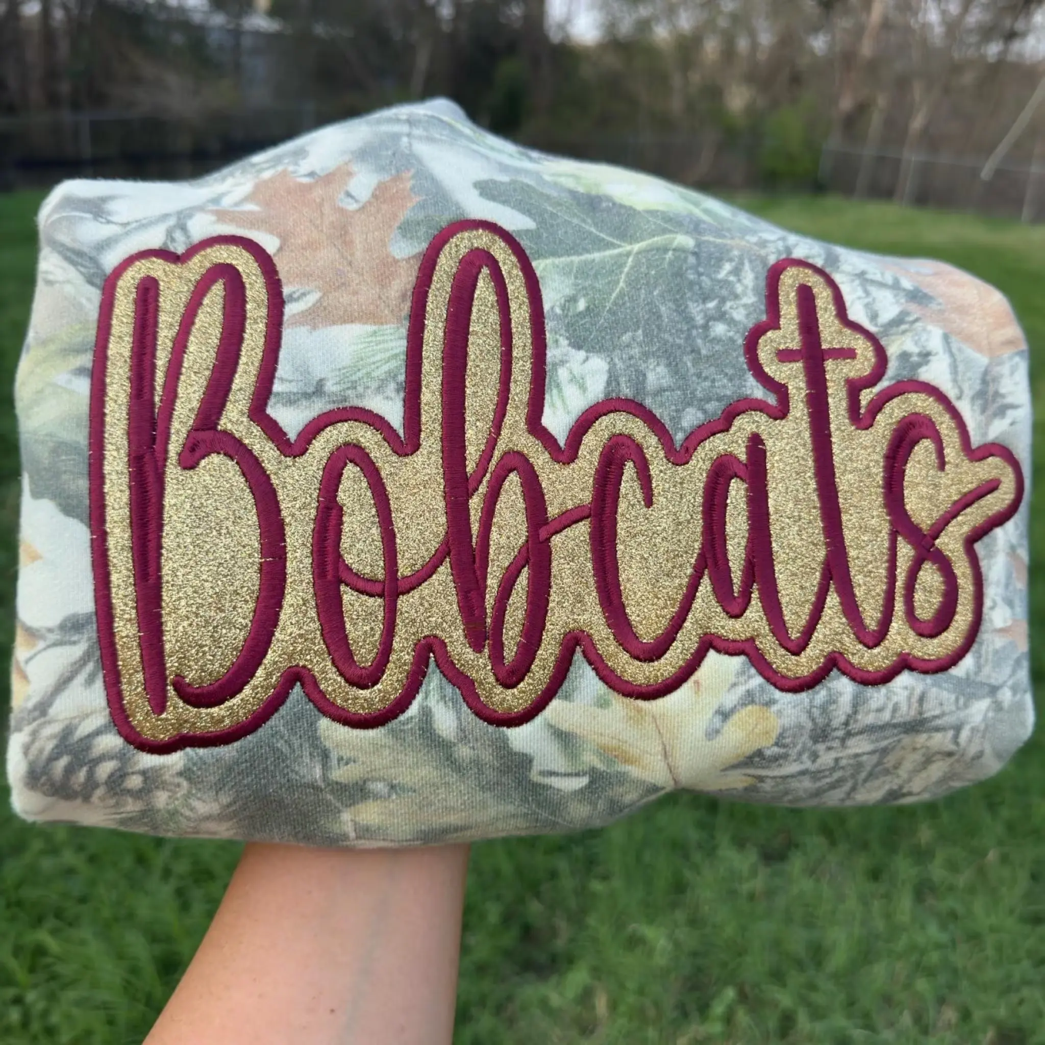 Custom Camo Glitter Team Embroidered Sweatshirt & Tee ＆ Hoodie