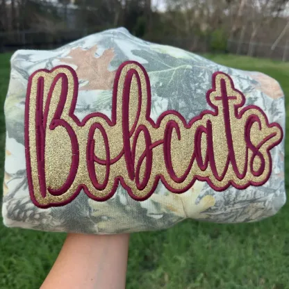Custom Camo Glitter Team Embroidered Sweatshirt & Tee ＆ Hoodie