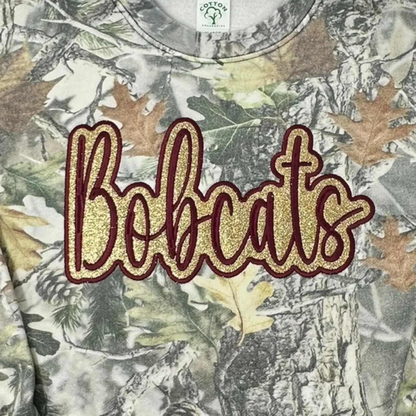 Custom Camo Glitter Team Embroidered Sweatshirt & Tee ＆ Hoodie