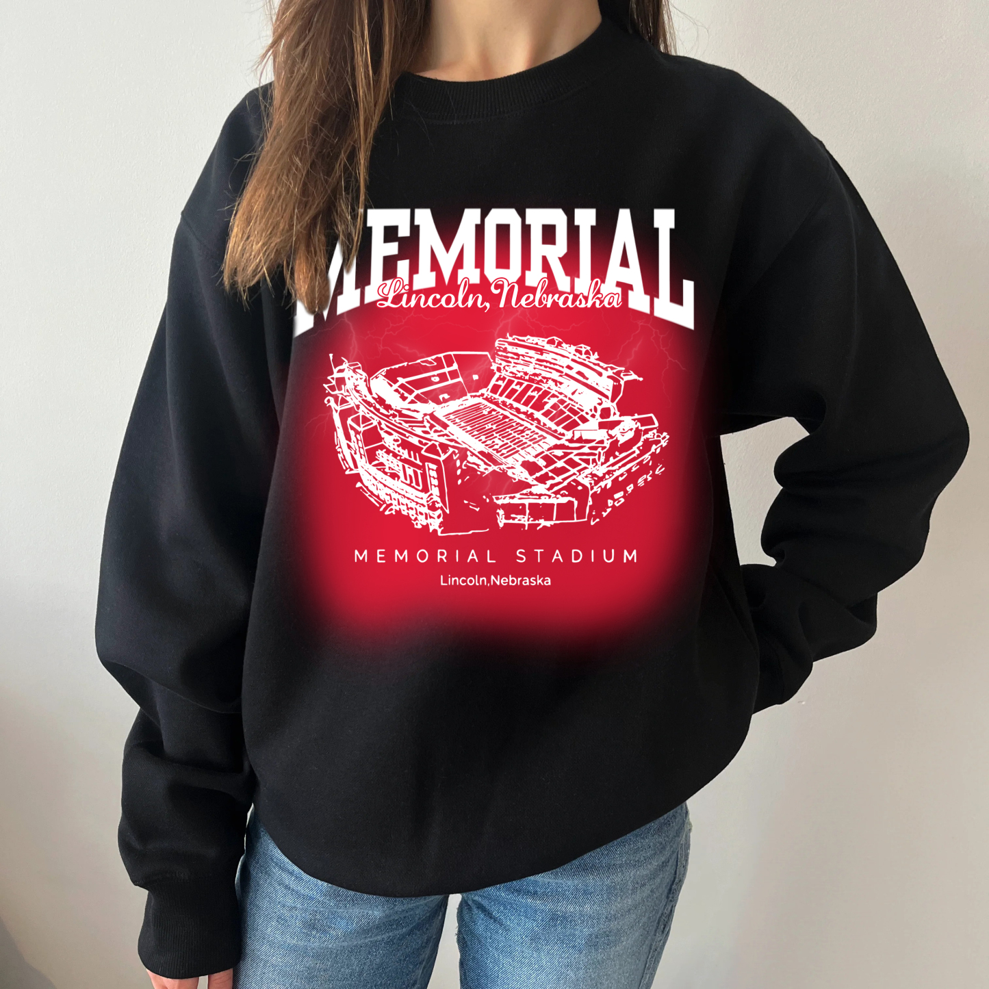  Retro Memorial Stadium (Lincoln) - Nebraska Cornhuskers football Printing Unisex Crewneck Sweatshirt