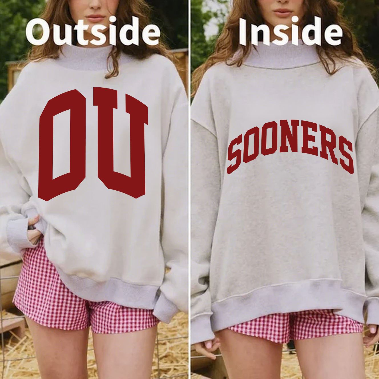 Sooners/OU Game Day Mock Neck Reversible Sweatshirt
