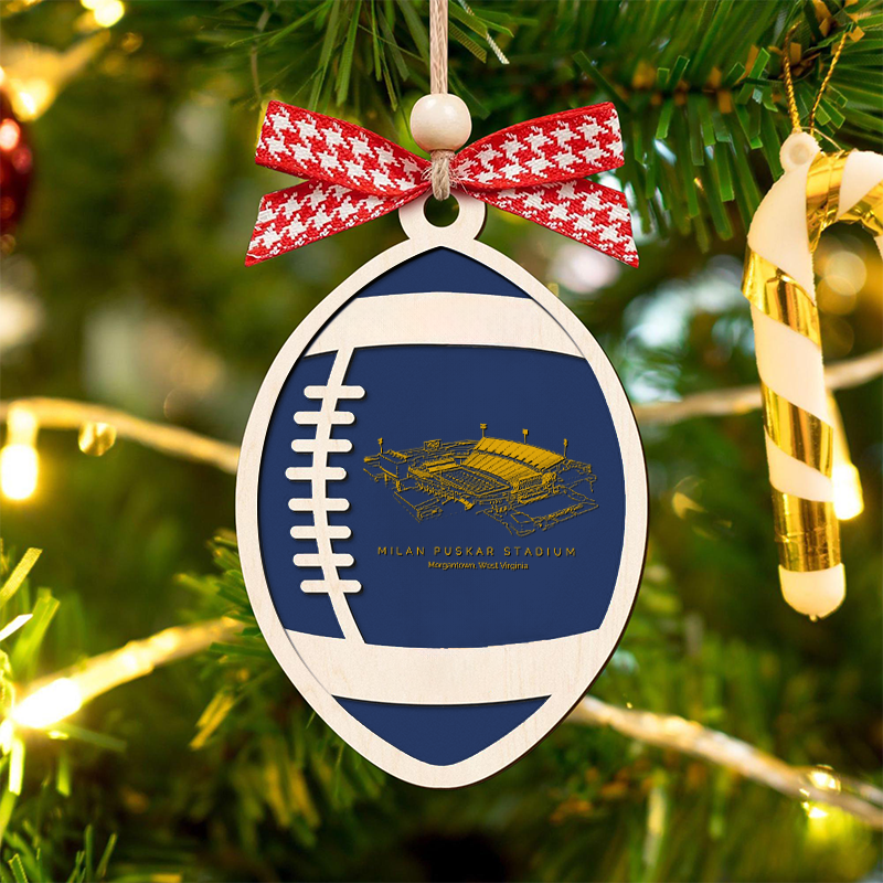 Personalized Milan Puskar Stadium - West Virginia Mountaineers football Christmas Ornament, Christmas Gift for Football Team, Personalized Football Player Gift