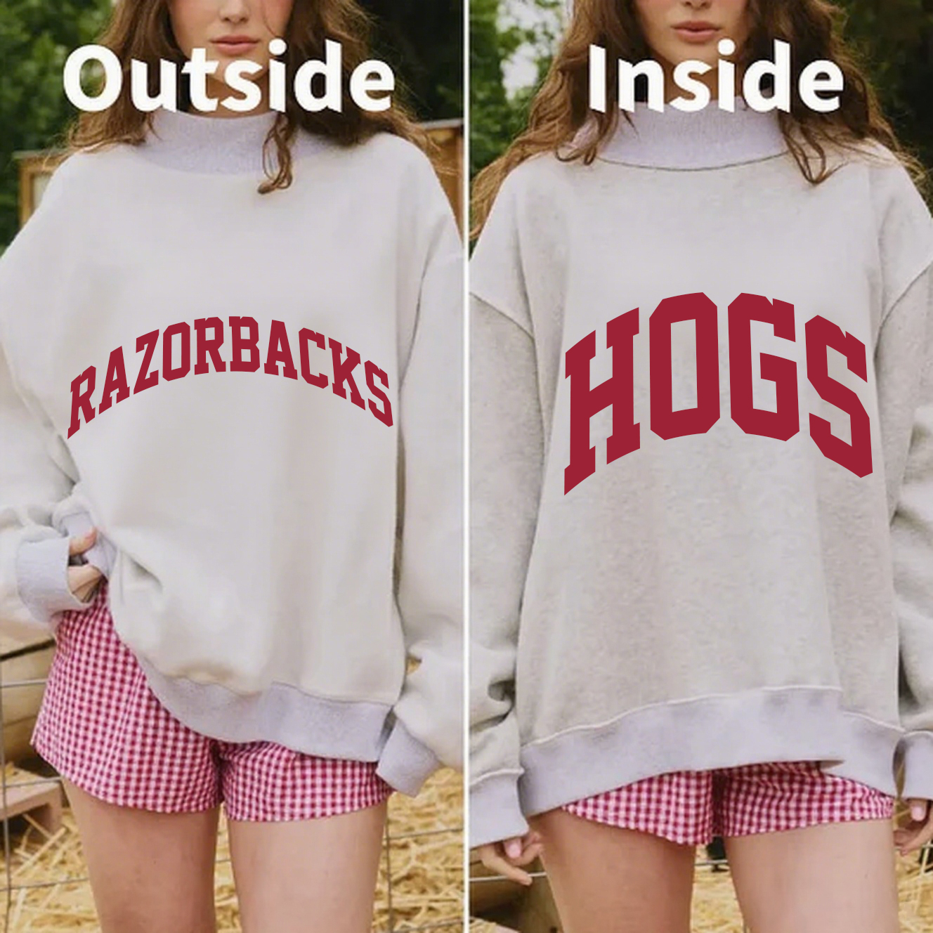 Razorbacks/Hogs Game Day Mock Neck Reversible Sweatshirt