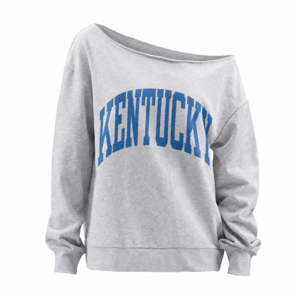 Custom College Print Team Name Off The Shoulder Sweatshirt, Game Day Wear