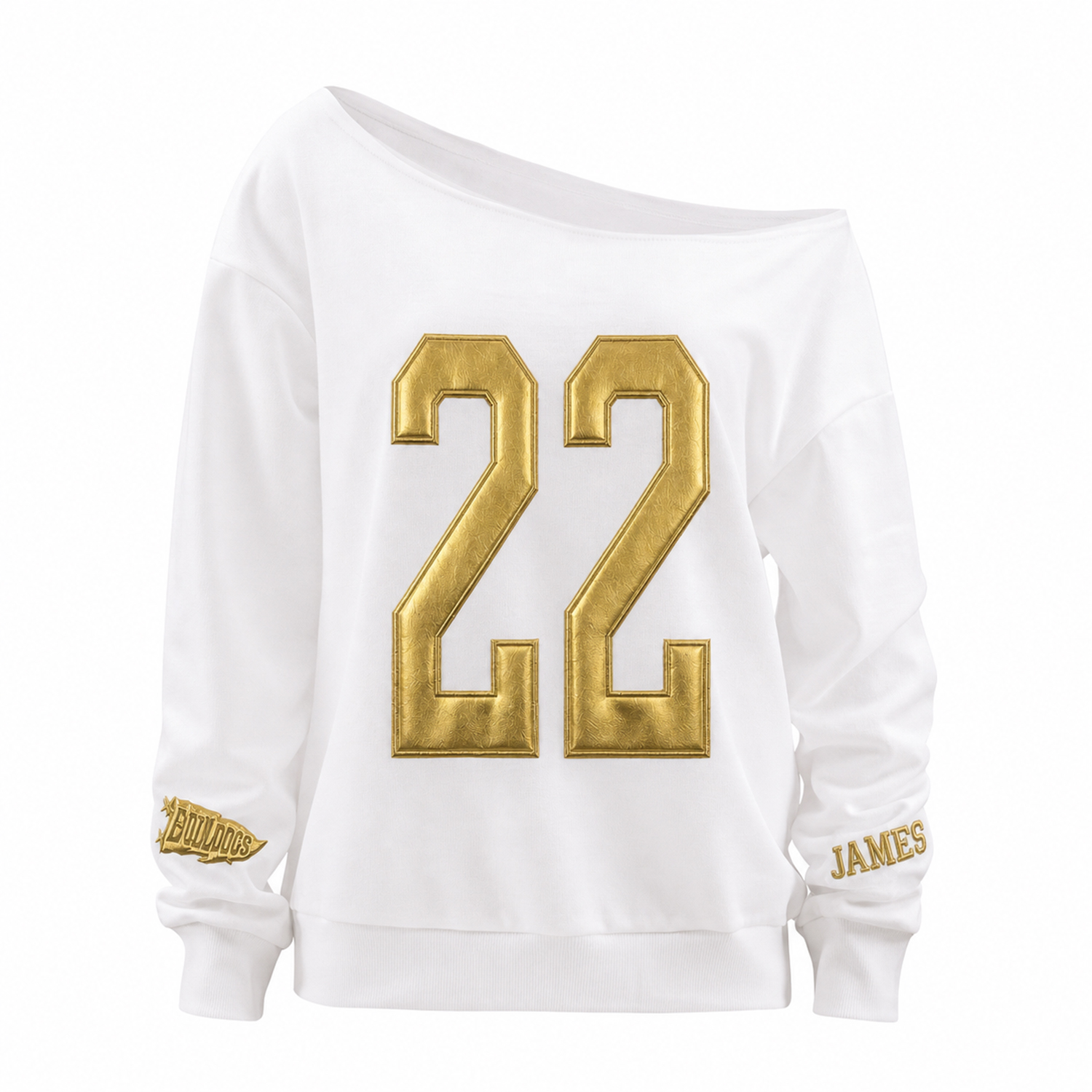 Custom Metallic Puff Off The Shoulder Sweatshirt, Game Day Wear