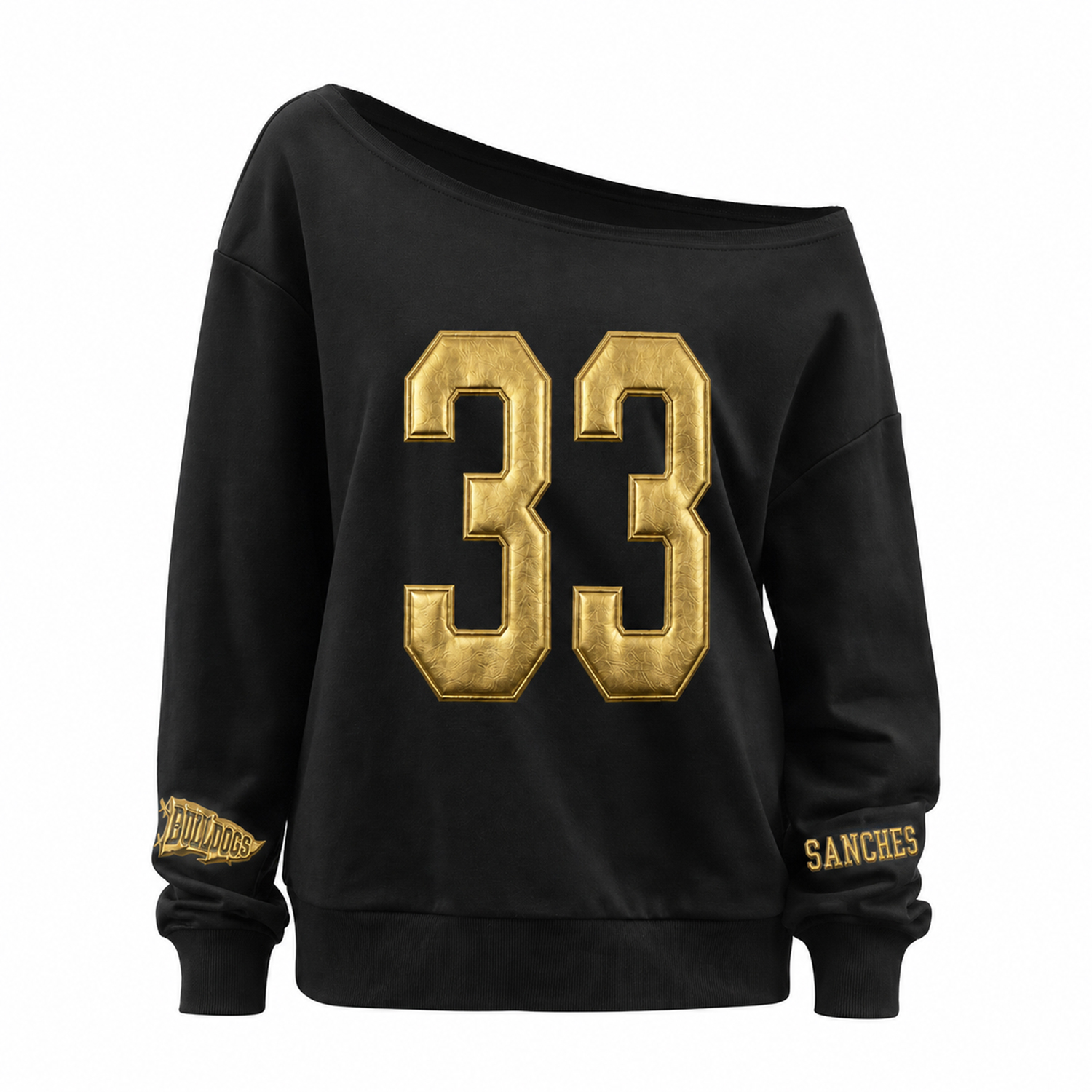 Custom Metallic Puff Off The Shoulder Sweatshirt, Game Day Wear