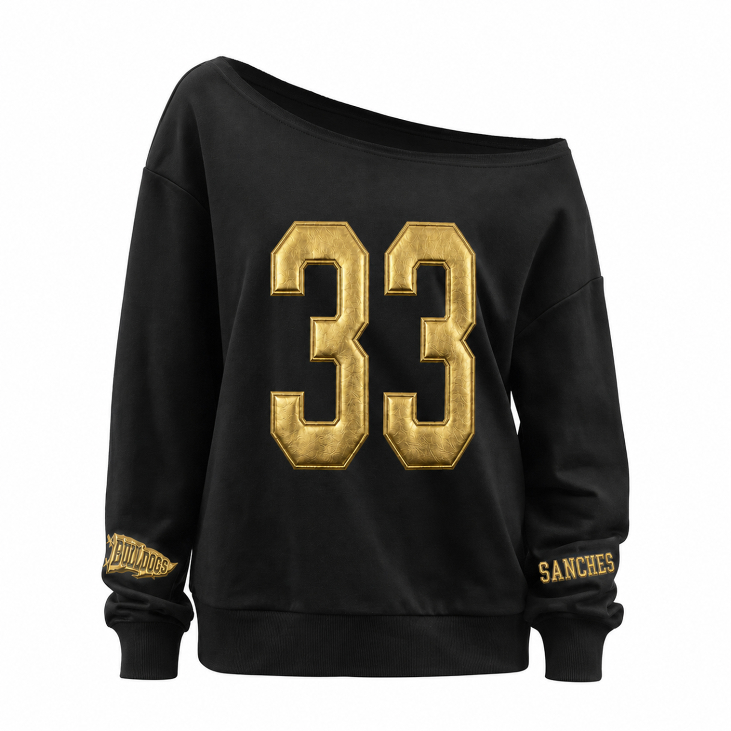 Custom Metallic Puff Off The Shoulder Sweatshirt, Game Day Wear