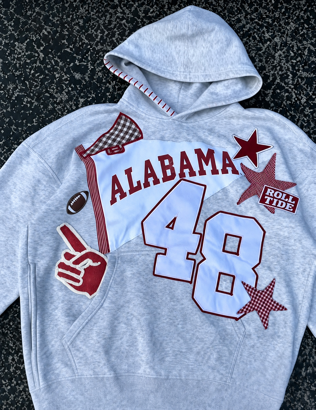 Custom Appliqué Number & Flag Hoodie, College Football Game Day Sweatshirt