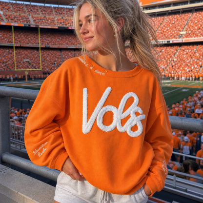 Custom Team Name Chenille Distressed & Ripped Crewneck, Vintage Game Day Style
