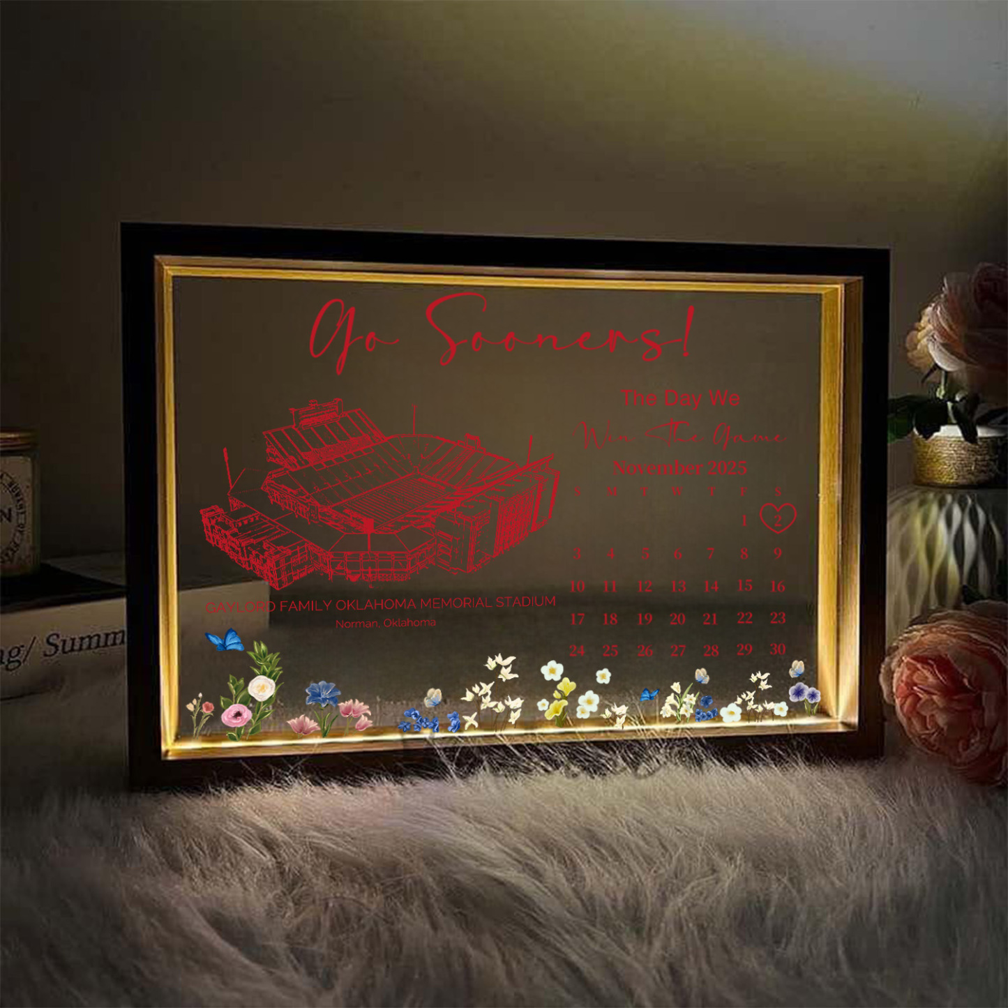 Gaylord Family Oklahoma Memorial Stadium - The Day We Win The Game Light Frame