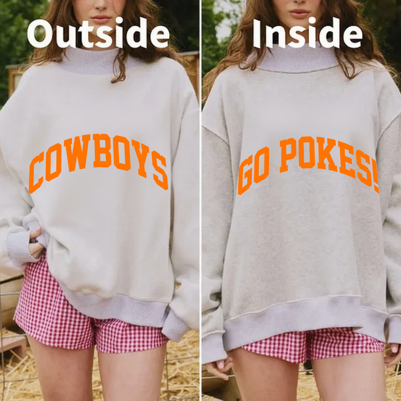 Cowboys/Go Pokes Game Day Mock Neck Reversible Sweatshirt