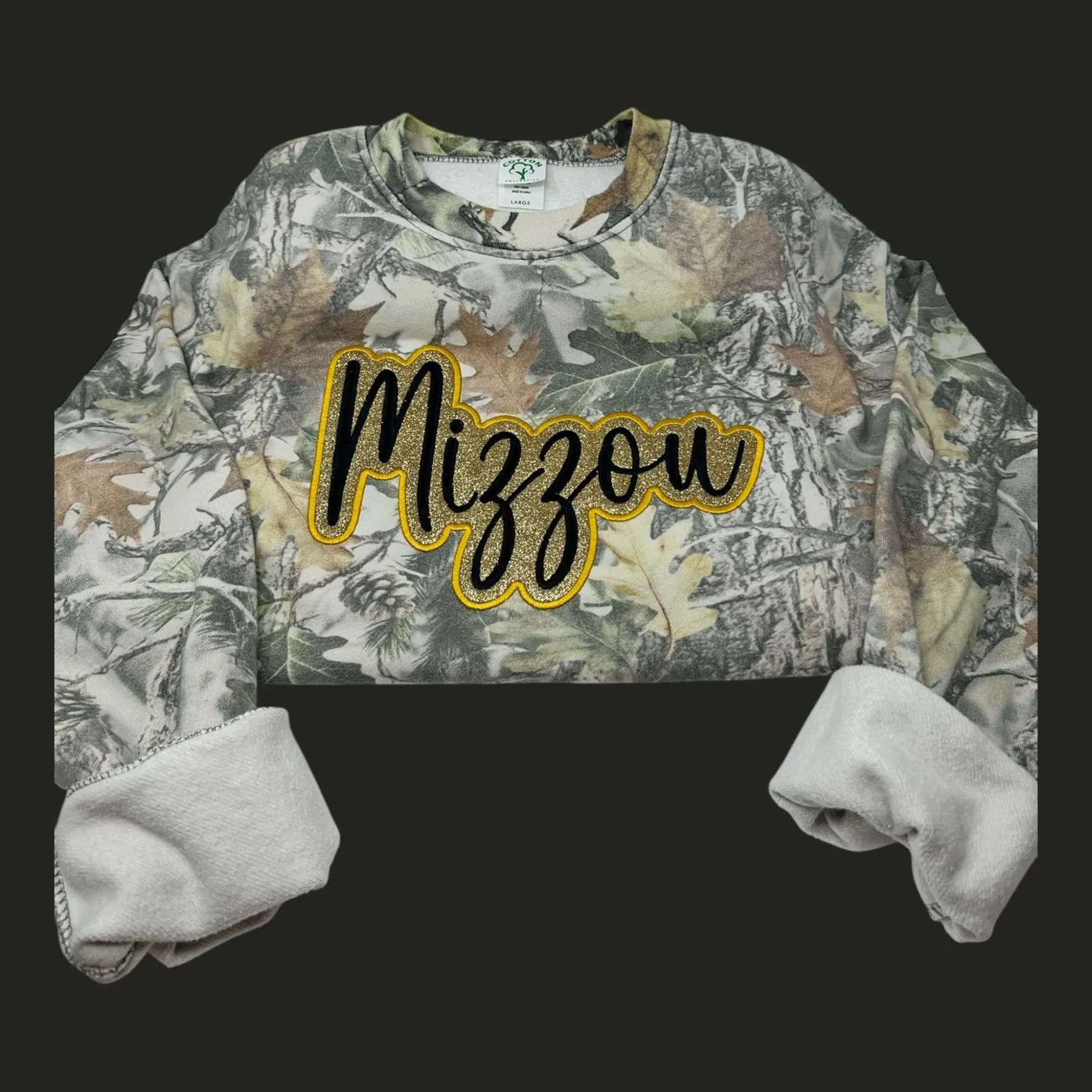 Custom Camo Glitter Team Embroidered Sweatshirt & Tee ＆ Hoodie