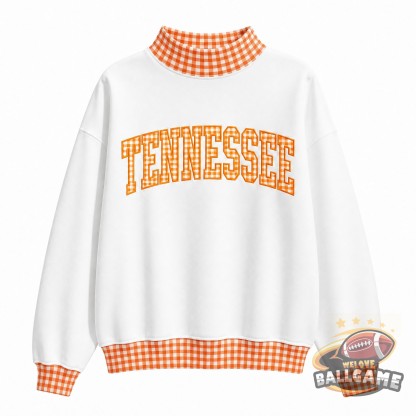 Custom Tennessee Patchwork Fabric College Team Embroidered Mockneck