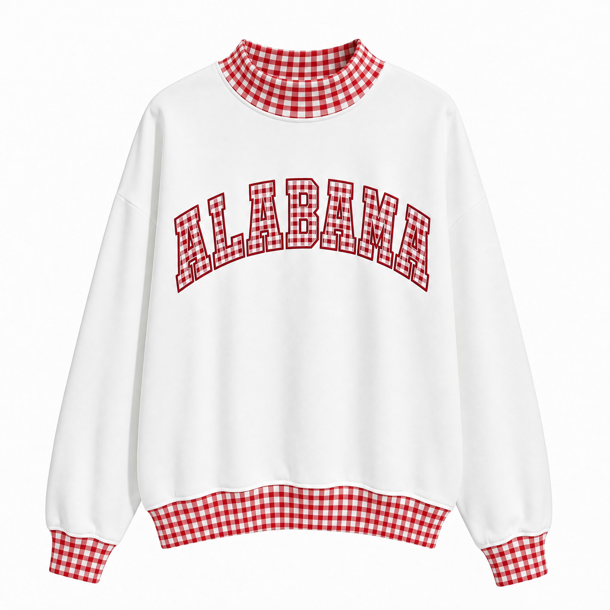 Custom Alabama Patchwork Fabric College Team Embroidered Mockneck