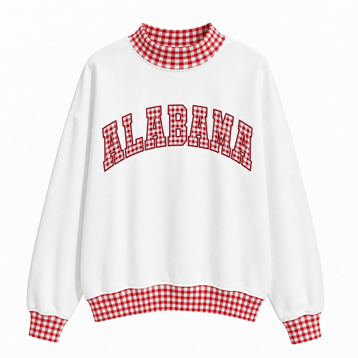 Custom Alabama Patchwork Fabric College Team Embroidered Mockneck