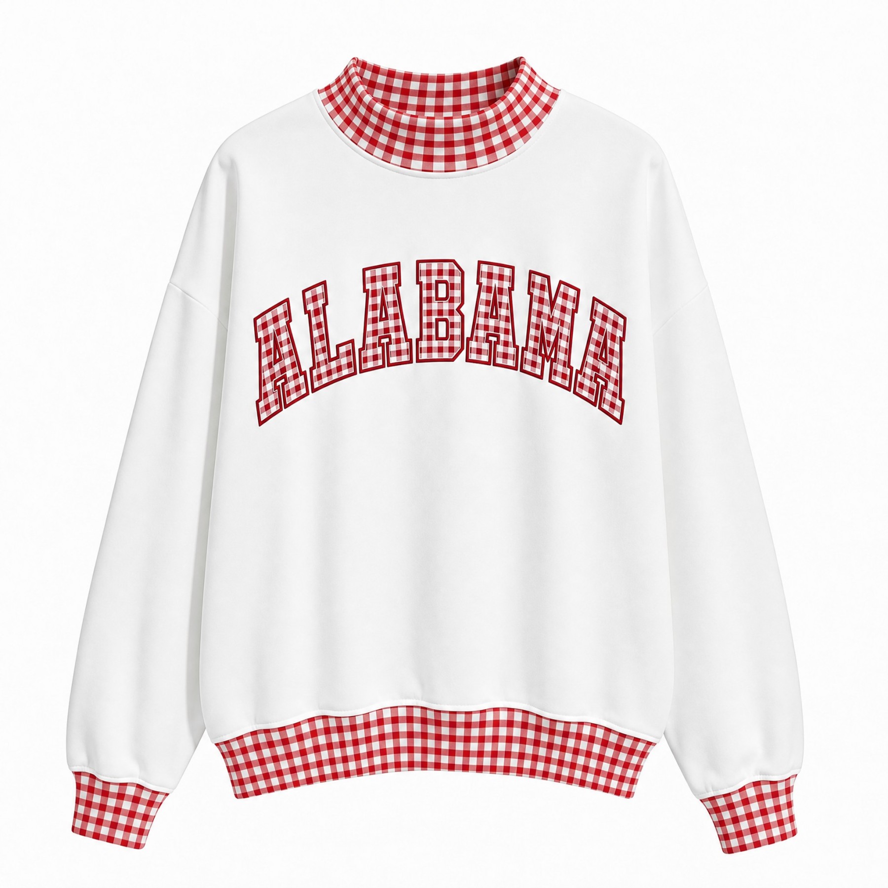 Custom Alabama Patchwork Fabric College Team Embroidered Mockneck