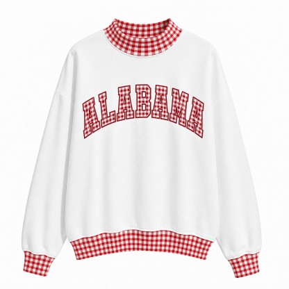 Custom Alabama Patchwork Fabric College Team Embroidered Mockneck