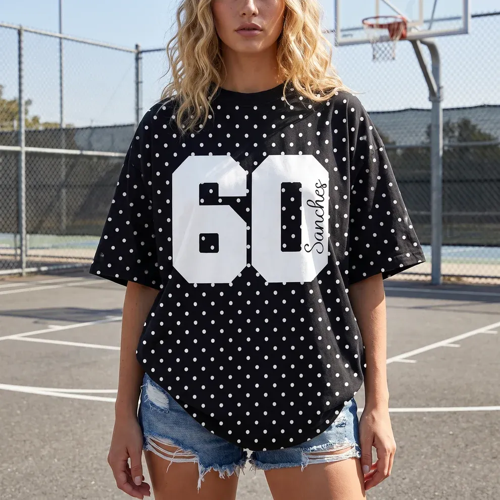 Personalized Player Number Player Name 3D Puff Print Game Day Polka Dot T-shirt, Game Day Wear