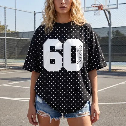 Personalized Player Number Player Name 3D Puff Print Game Day Polka Dot T-shirt, Game Day Wear