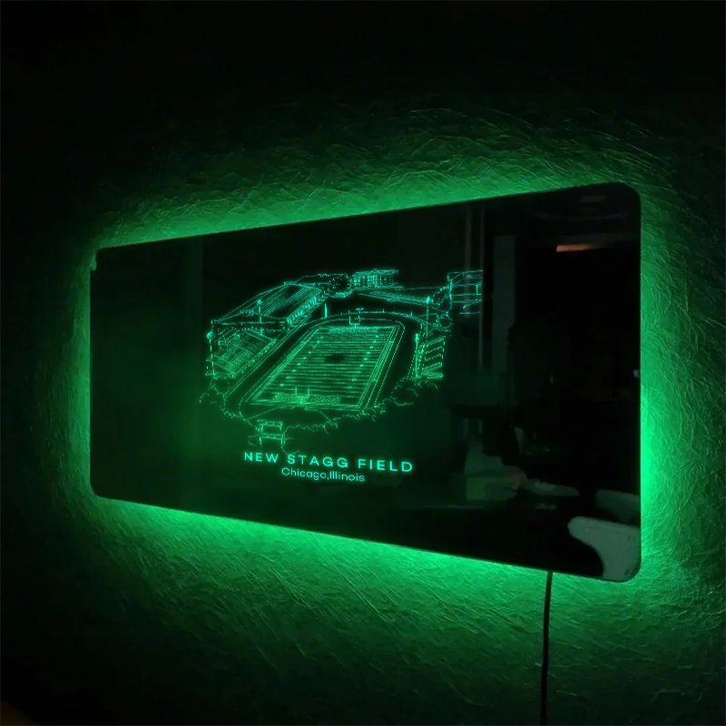 New Stagg Field Chicago Illinois Clemson Stadium Mirror Light-Gifts For Sports Lovers、University of Chicago Maroons