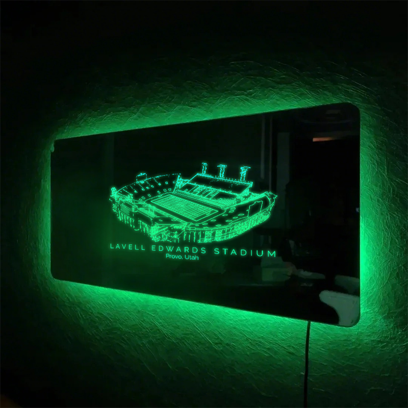 LaVell Edwards Stadium Mirror Light-Gifts For Sports Lovers、BYU Cougars