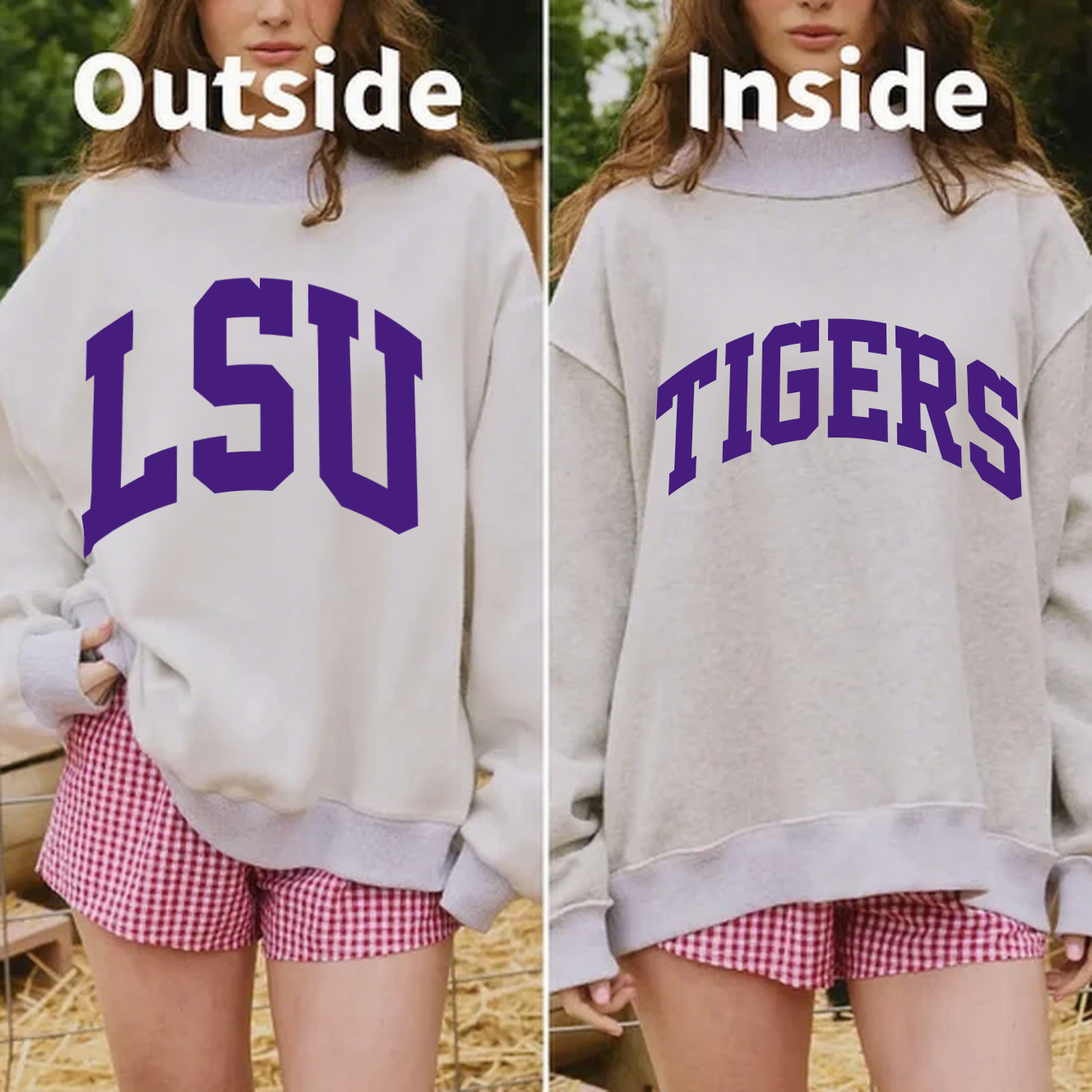 TIGERS/LSU Game Day Mock Neck Reversible Sweatshirt