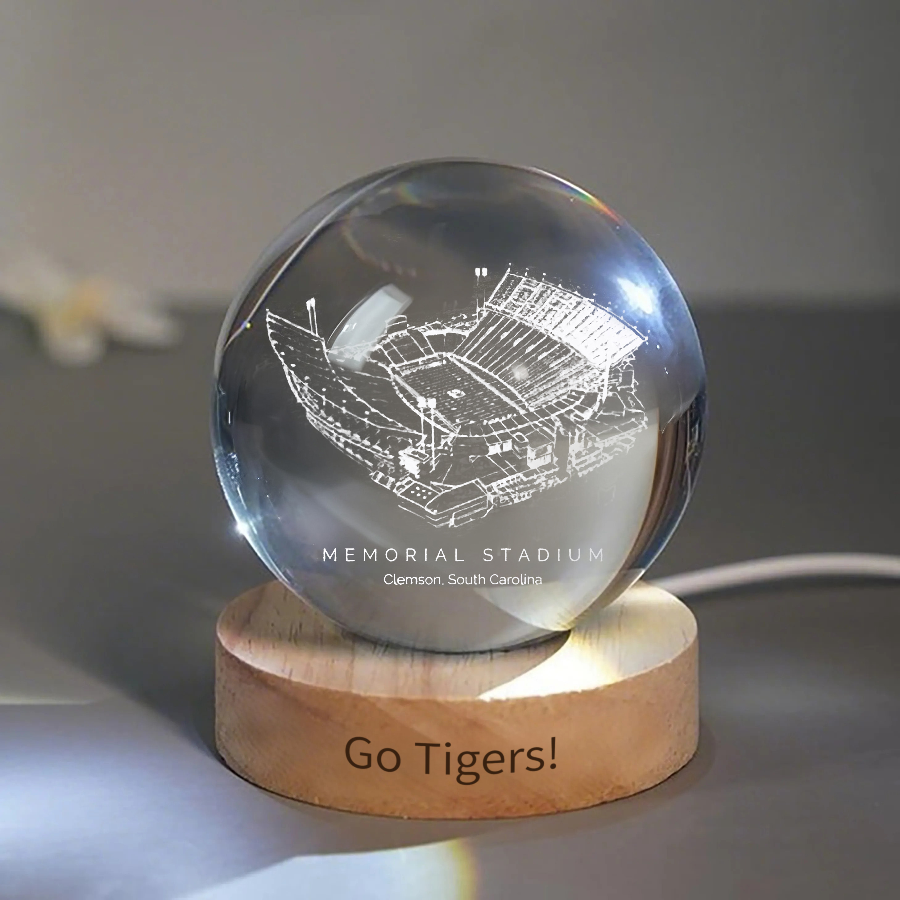 Memorial Stadium (Clemson) 3D Spherical Crystal Ball Lamp