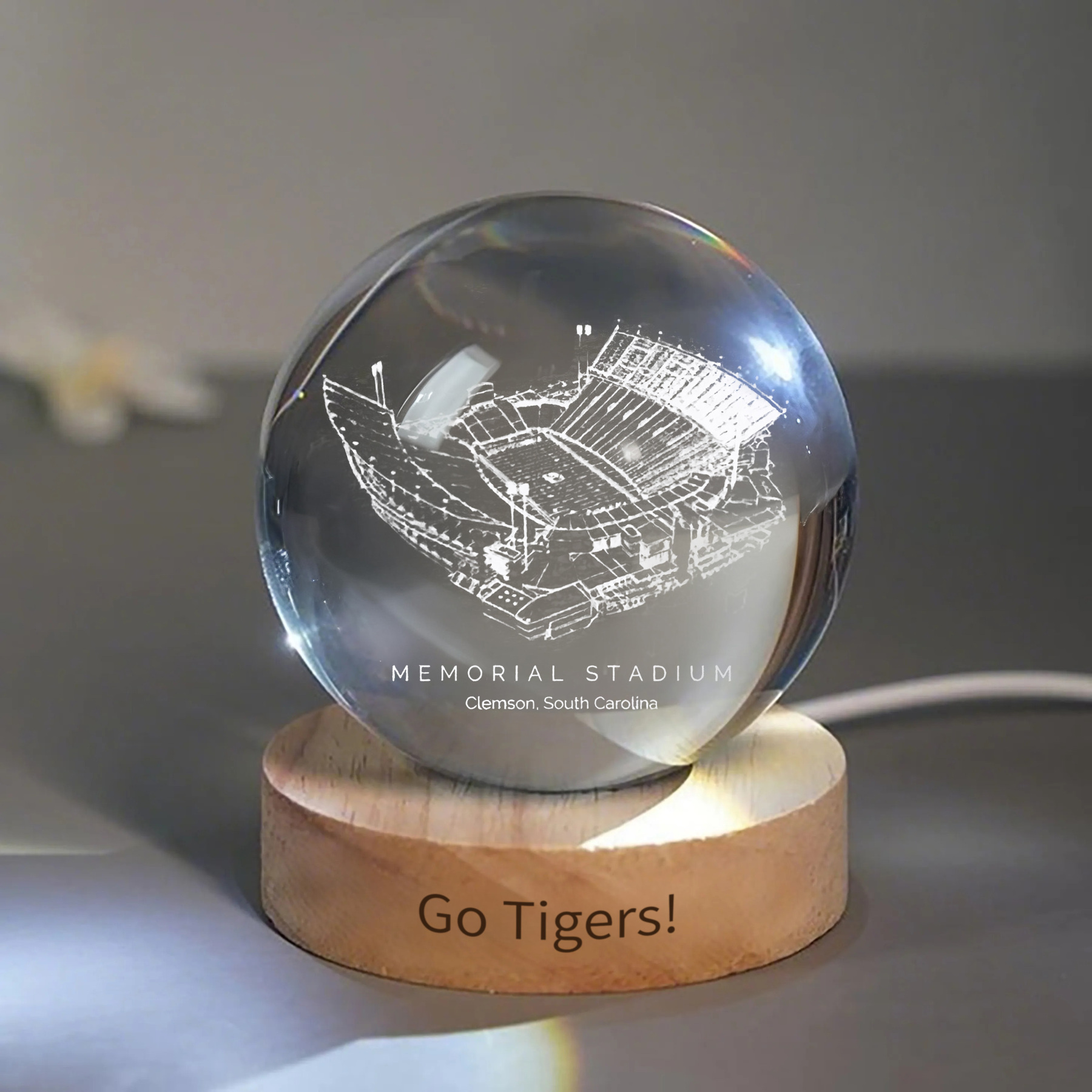 Memorial Stadium (Clemson) 3D Spherical Crystal Ball Lamp