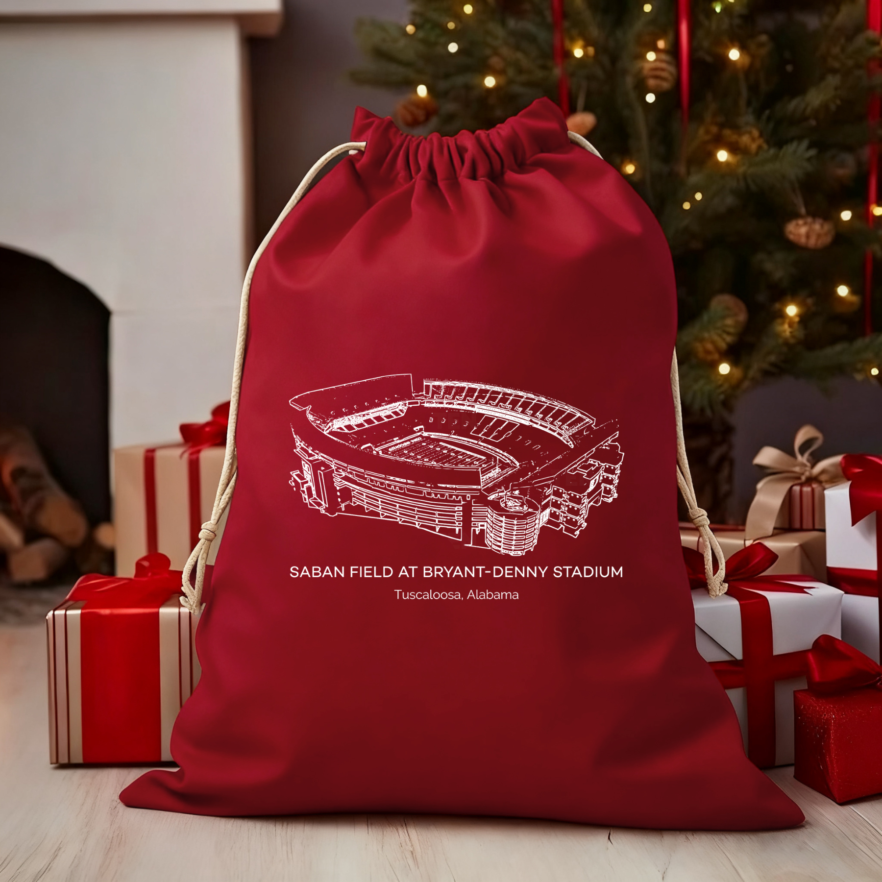 Saban Field at Bryant-Denny Stadium Drawstring Gift Bag, Christmas Gift