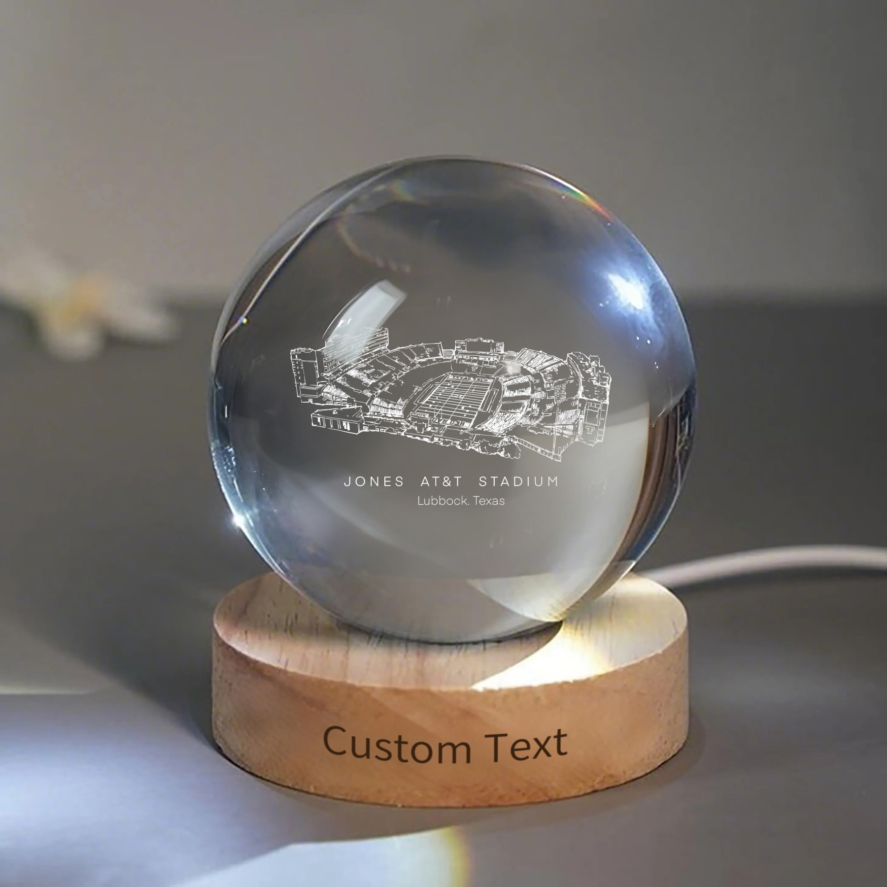 Jones AT&T Stadium 3D Spherical Crystal Ball Lamp