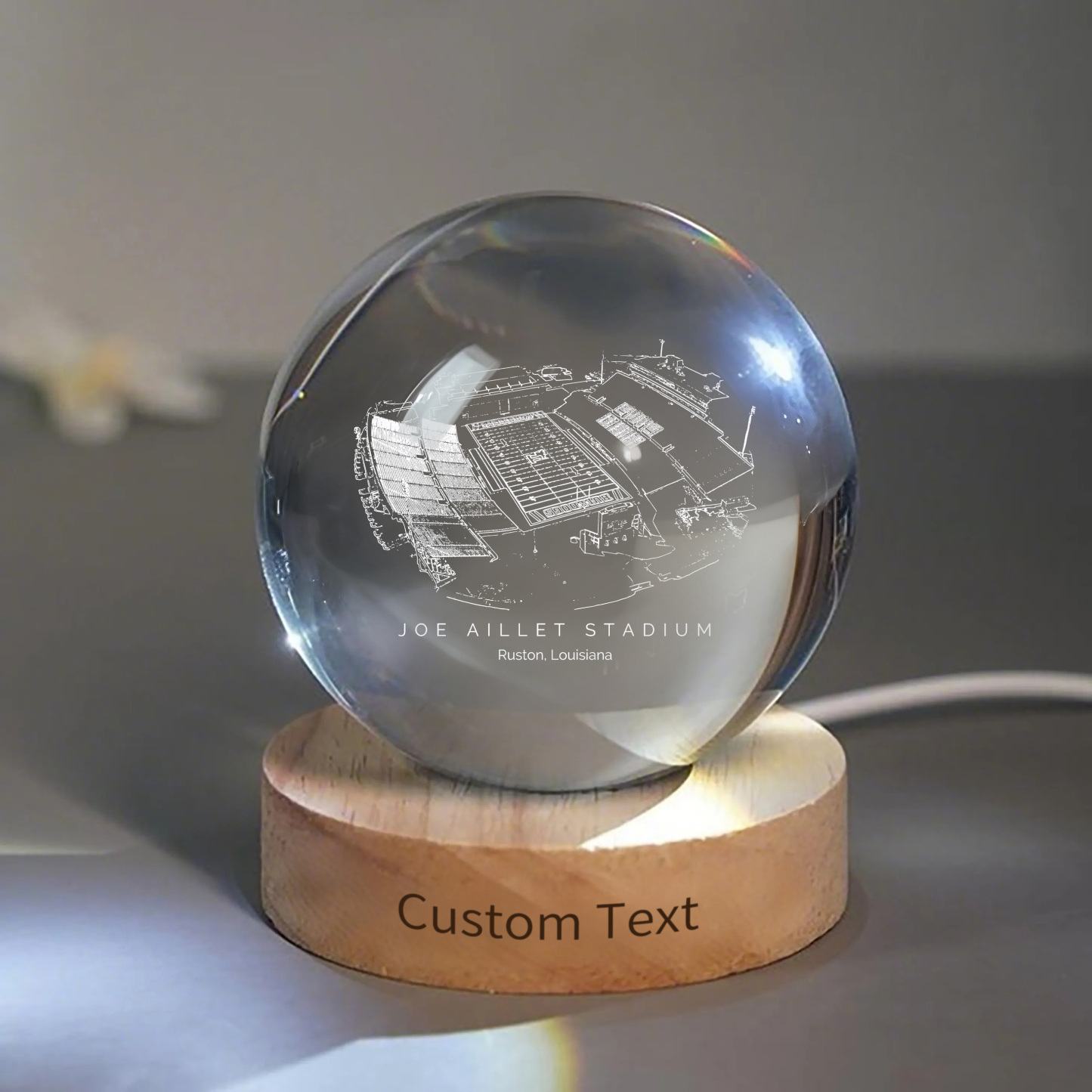 Joe Aillet Stadium 3D Spherical Crystal Ball Lamp