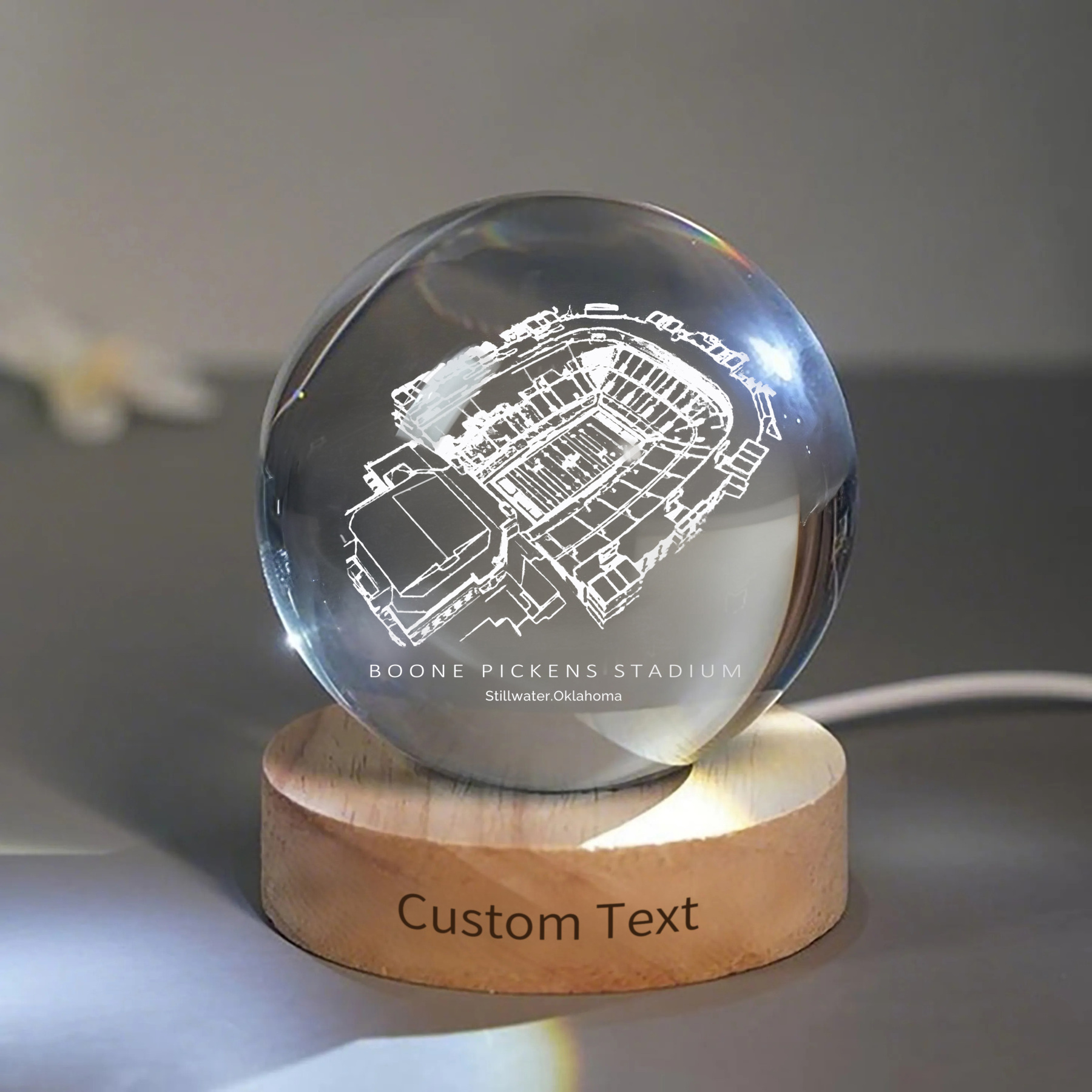 Boone Pickens Stadium 3D Spherical Crystal Ball Lamp