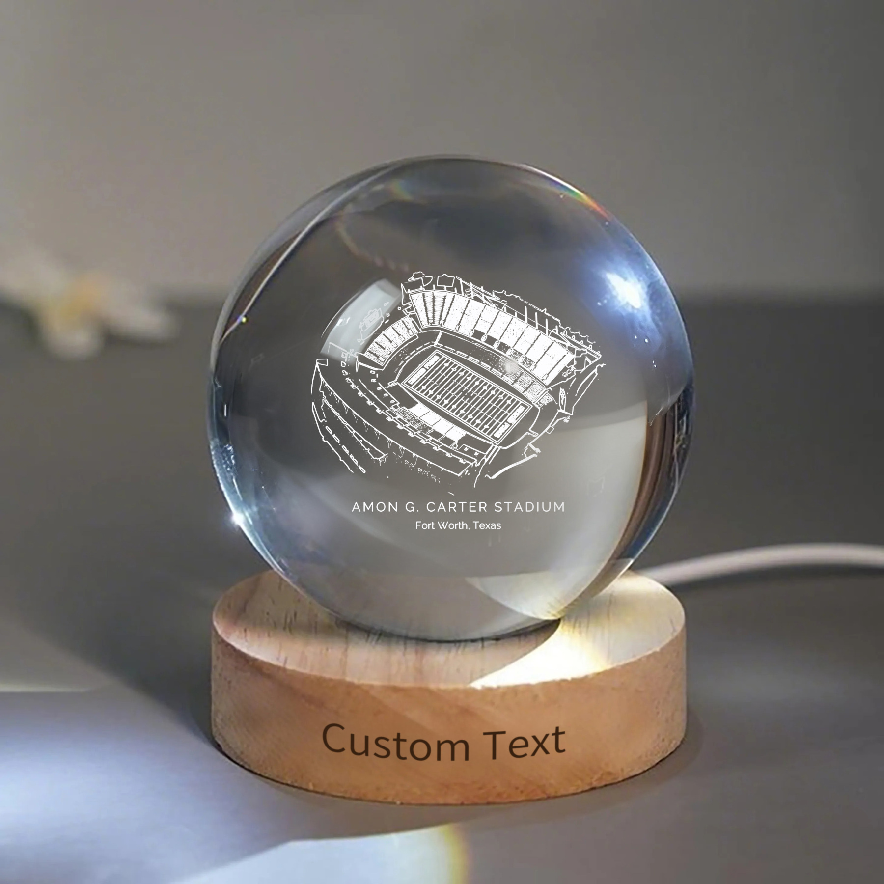 Amon G. Carter Stadium 3D Spherical Crystal Ball Lamp