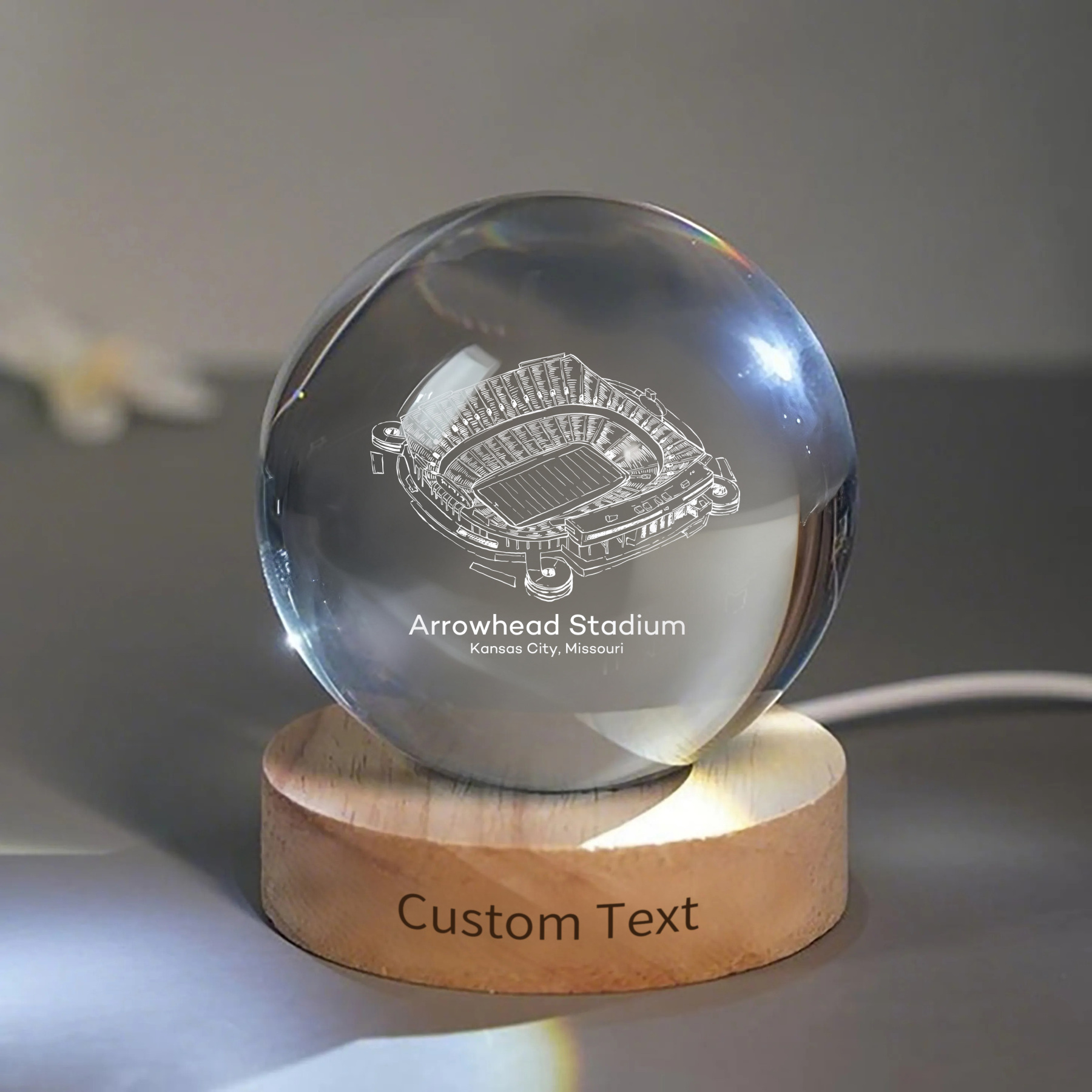 Arrowhead Stadium 3D Spherical Crystal Ball Lamp