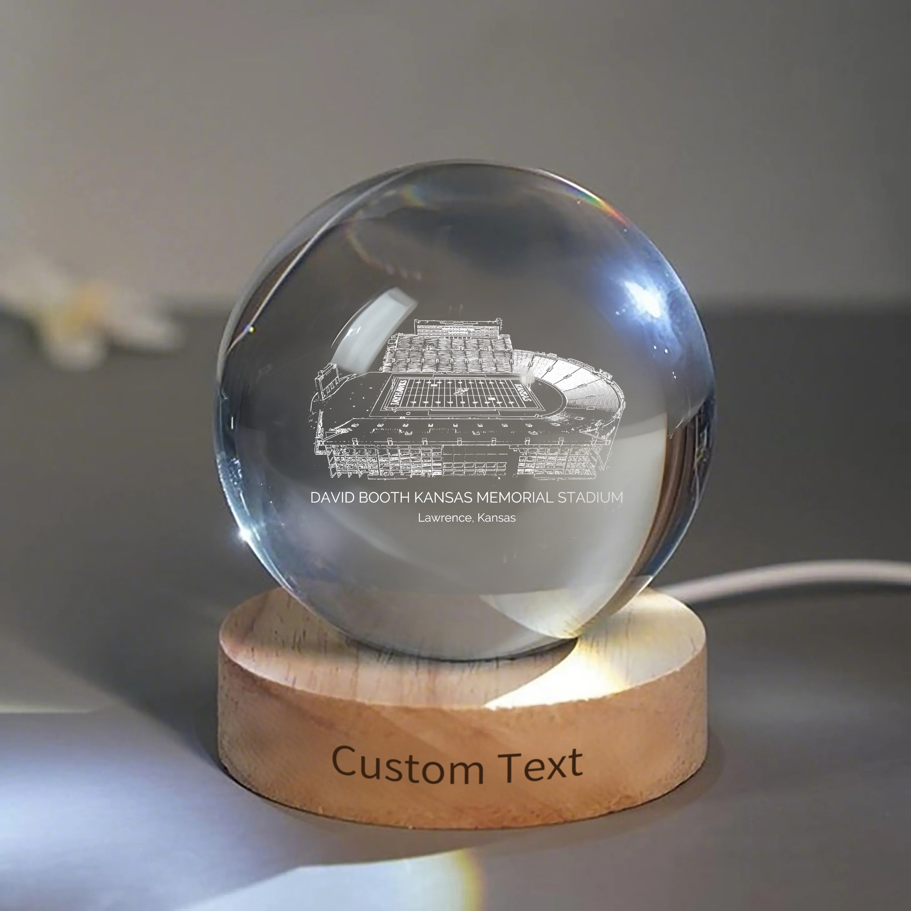 David Booth Kansas Memorial Stadium 3D Spherical Crystal Ball Lamp