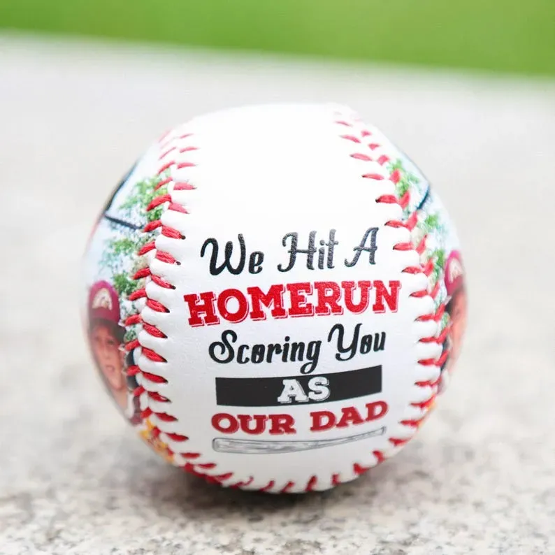 Custom Engraved Baseball With Photo And Text, Fathers Day Baseball Gift